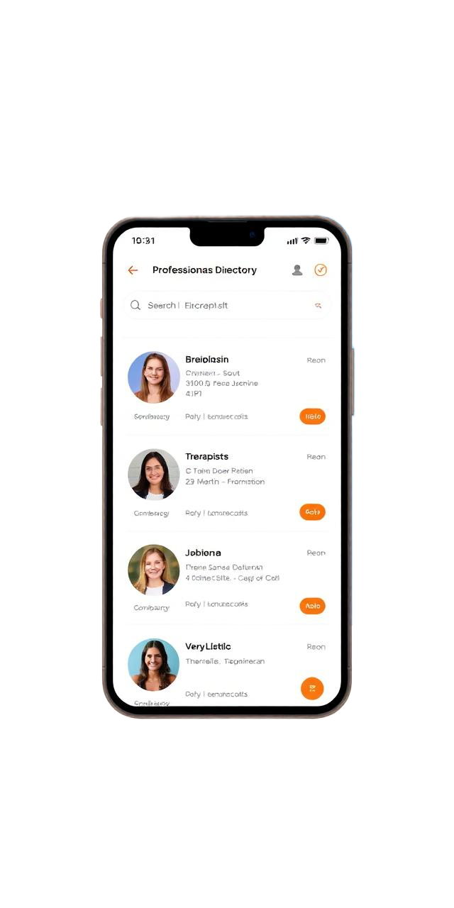 Tela do app — Profissionais